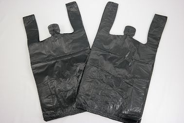 Tasche-schwarze einfache prägeartige T-Shirt Plastiktasche 11,5 &quot; x6.5 &quot; x21.5“ 13 mic - 100 Taschen/Bündel, schwarze Farbe