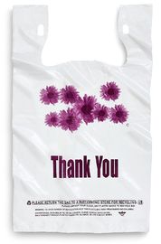 Purpurrote Blume danken Ihnen Plastikeinkaufstaschen - 500 PC/Fall, weiße Farbe, LDPE-Material