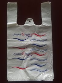 Umweltfreundliche Plastikt-shirt Einkaufstaschen, weiße Farbe mit Drucken, HDPE-Material
