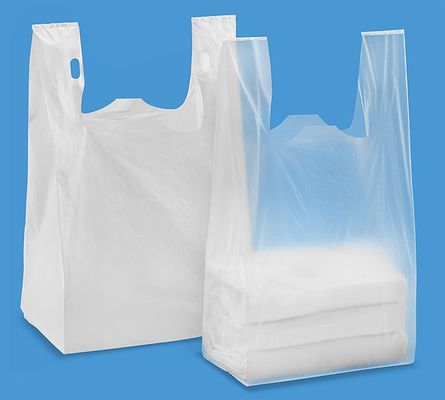 T-Shirt Einkaufstaschen 13 mic. 1000/case, WHITE-Farbe mit Drucken, HDPE-Material